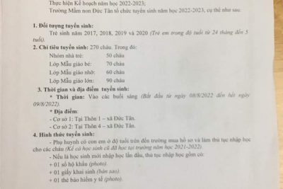 THÔNG BÁO TUYỂN SINH NĂM HỌC 2022-2023